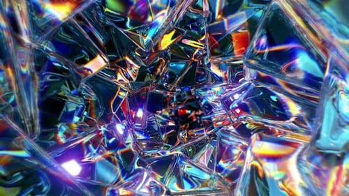 Animation VJ en boucle dans un tunnel de verre