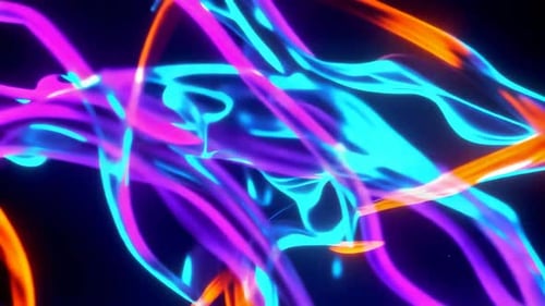 Neon Fluid Light Streaks Abstract Background