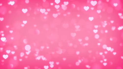 Romantic Pink Hearts Bokeh Floating Background