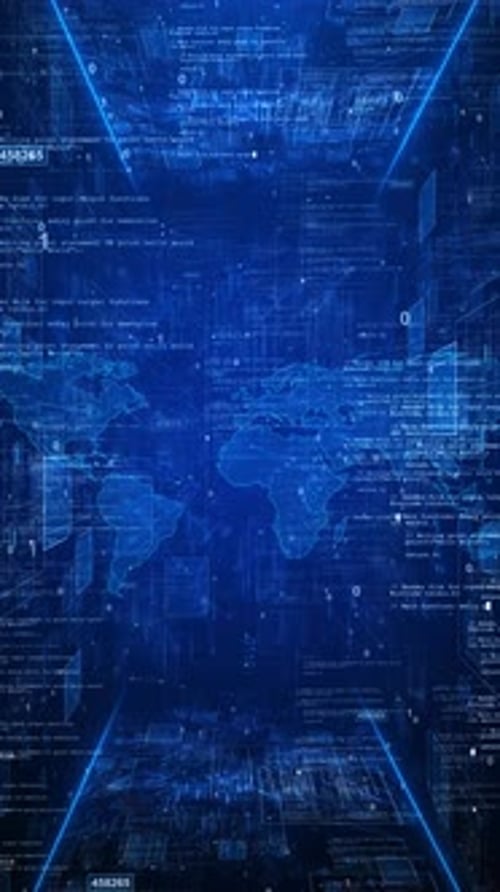 Globale Erdkarte, rotierende digitale Welt, aktuelle Nachrichten, Studio-Hintergrund für Nachrichtenbericht, aktuelle Nachrichten