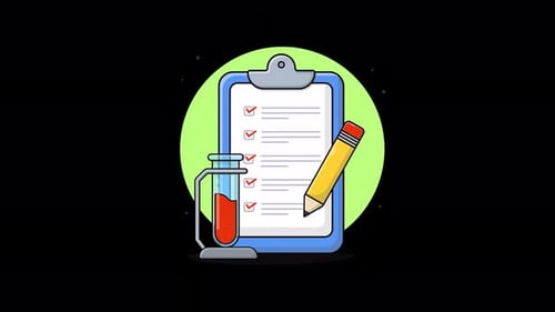 Animated Medical Checklist with Test Tube and Pencil