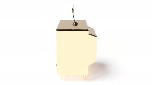 Gold Retro Old TV Television on White Bg Able to Loop Endless