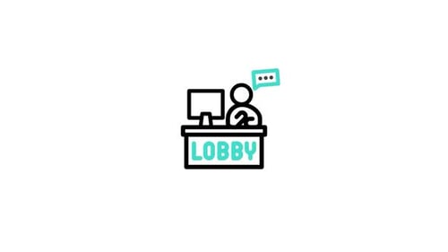 Animated Lobby Reception Desk Icon in Flat Design Style