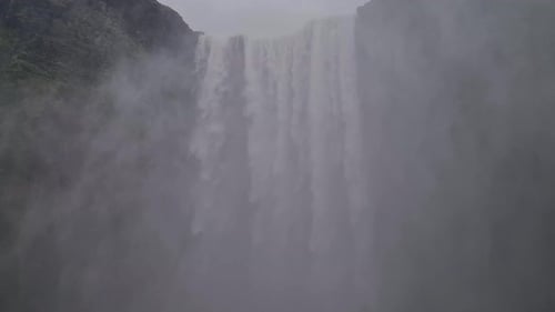Powerful Skogafoss Waterfall. Raising For and Water, Iceland
