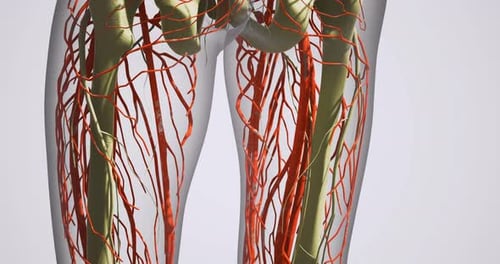 Detailed View of Leg Blood Vessels Showing Anatomy and Circulation