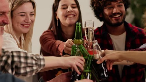 Cheerful Friends Toasting at a Happy Party