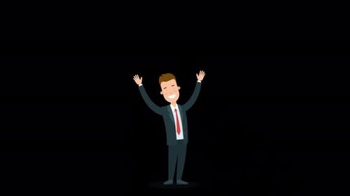 2d Happy Businessman Character Alpha Channel 4K