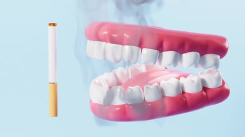 Cigarette Smoking Causes Teeth Stains 3D Health Animation
