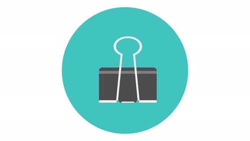 Animated Flat Design Binder Clip Icon