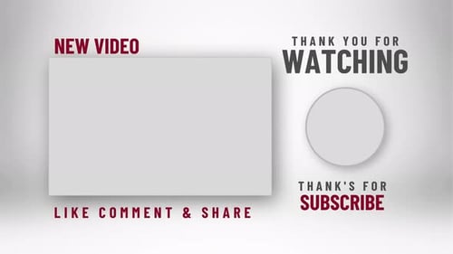 Plantilla de vídeo de pantalla final de YouTube, vídeo en 4k sobre fondo blanco degradado