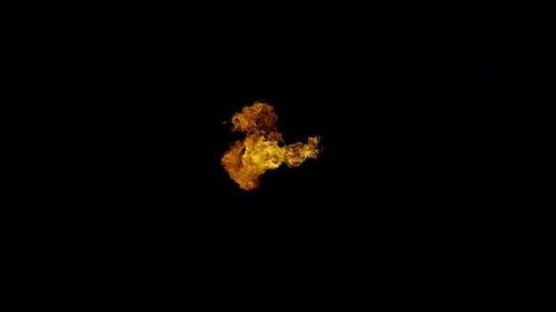 Ignite Collection: Moderate flames burst out from center on a dark background shot in 4k at 60fps