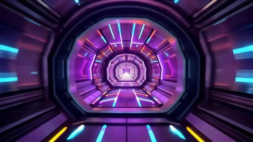 Futuristic Neon Sci Fi Tunnel Loop Motion Graphics