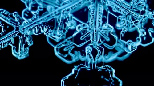 Snowflake under microscope