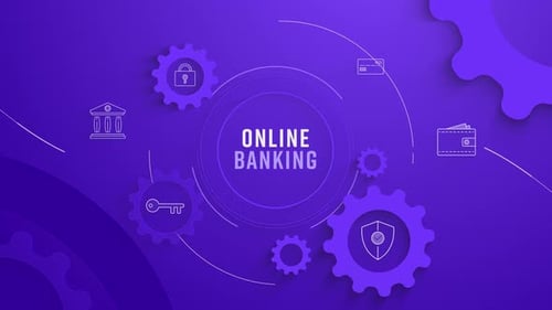 Secure Online Banking Concept with Animated Corporate Icons
