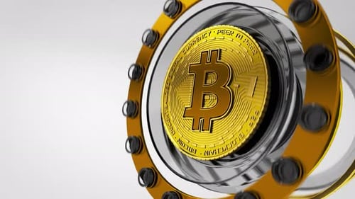 Golden Bitcoin Digital Currency Coin Rotation Animation