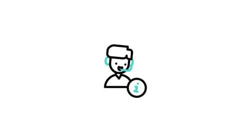 Animated Flat Design Customer Service Icon with Information Symbol