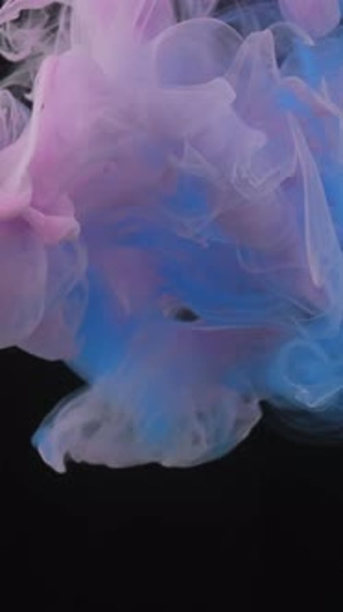 Abstract Pink and Blue Ink Swirls