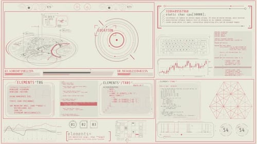 Futuristic Heads-Up Display with Data Visualizations