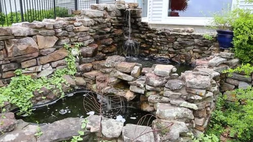 back yard waterfall to relax