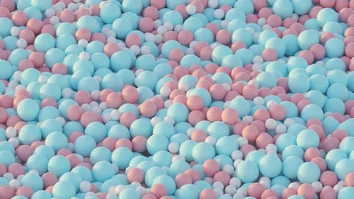3D Render Animation with Blue and Pink Bubbles Moving