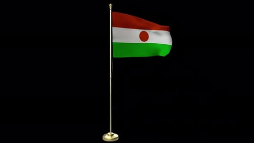 Niger National Flag Waving Animation on Gold Pole