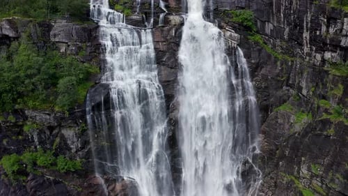 Aerial Shot of Skjervsfossen Waterfall in Granvin Norway