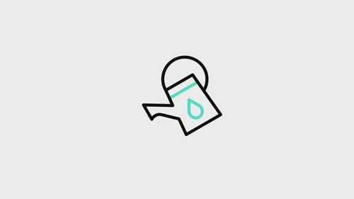 Flat Design Watering Can Pouring Water Icon Animation