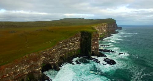 drone footage of cliff on the coast of Iceland