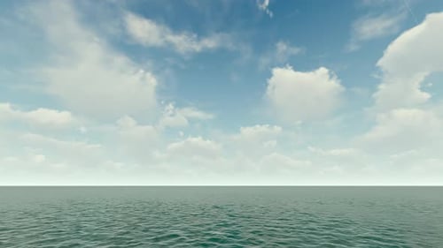 Calm Ocean Waves and Moving Clouds Sky Loop