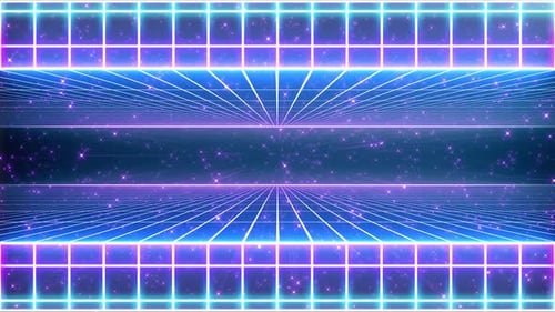 Retro Neon Grid Tunnel Sci-Fi Looping Background