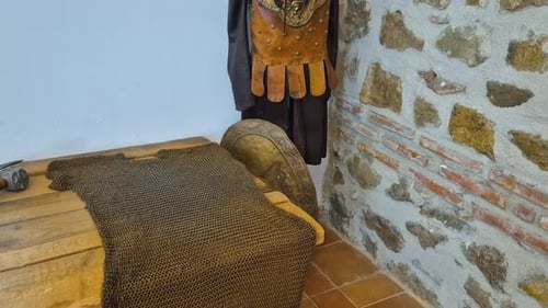 Ancient armor and shield of a Thracian archer