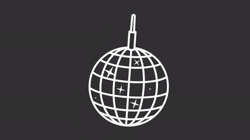Icône animée Disco White Line Art. Animation graphique animée sur le thème de la bonne année