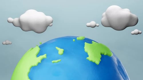 Seamless Loop Stop Motion of Rotation Cartoon Clay Earth