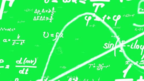 Mathematical Equations Written on a Vibrant Green Background