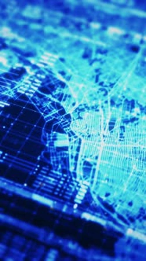 Futuristic Blue Digital Network Grid Data Technology Background