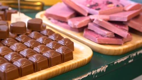 Dark Chocolate Candy Displaying at Shop