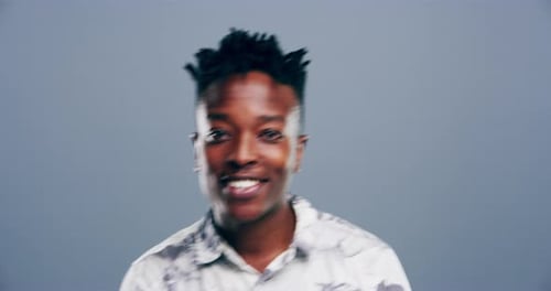 Energetic Young Adult Dancing and Smiling