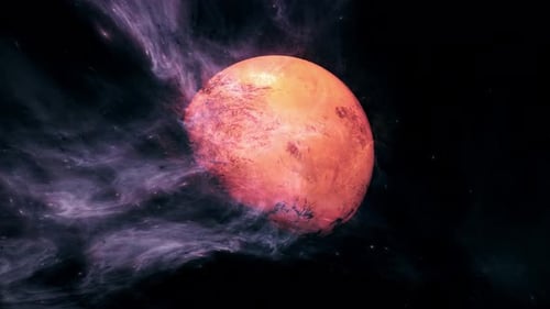 Cosmic Energy Cloud Swirling Around Distant Red Planet