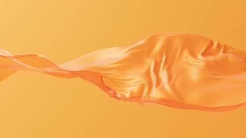 Abstract Flowing Orange Silk Fabric Background Animation