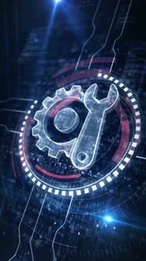 Einstellung des Symbols für das Wartungsmanagement, digitales Konzept, vertikale Schleife