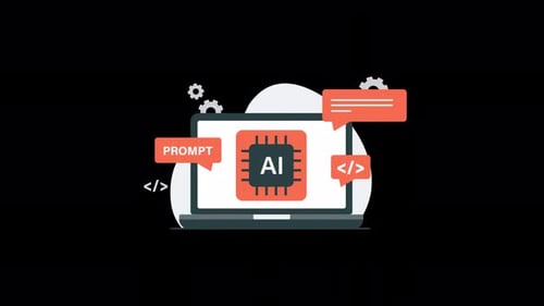 Engenharia de IA Prompt. Vídeo de animação do conceito de codificação de inteligência artificial - transparente
