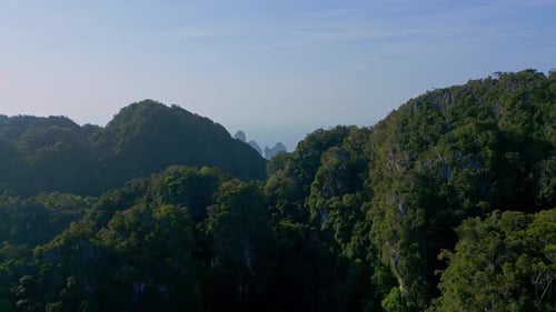 Karst Mountains With Dense Forest Near Ao Nang, Krabi Province In Thailand. Aerial Drone Shot