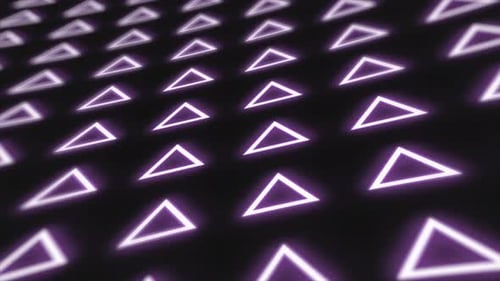 Abstract pattern of glowing geometric triangles loop futuristic hi-tech black background