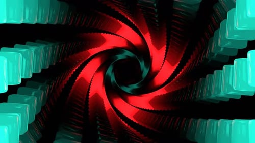 Turquoise And Red Fantastic Led Vortex Spiral Background Vj Loop In 4K