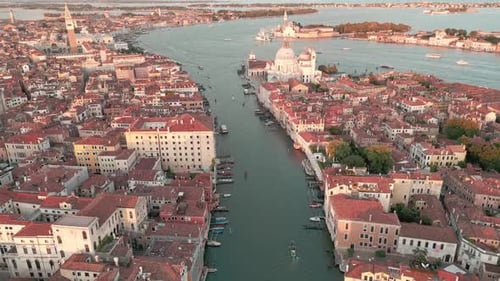 Aerial View of Venice Italy Basilica Grand Canal Venice Skyline Panorama of Venice From Drone Venice