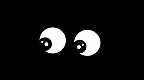 Ojo de dibujos animados mirando a su alrededor, parpadeando, canal alfa