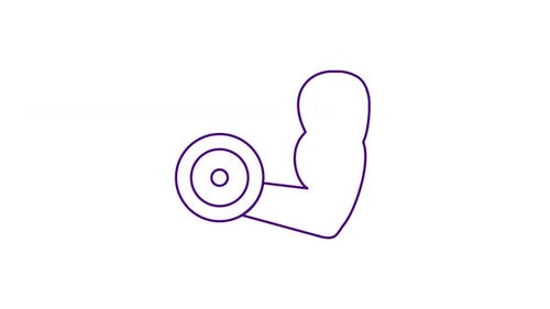 Animated Bicep Muscle Flexing with Dumbbell Line Art