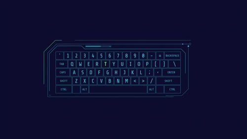 Animated Futuristic Virtual Keyboard Interface HUD Element