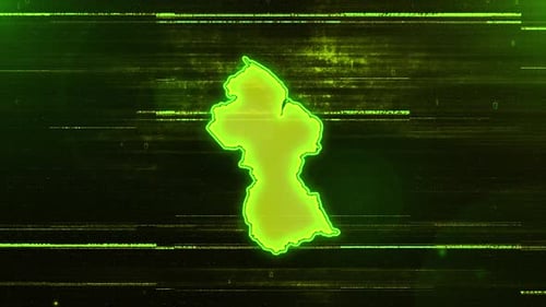Digitale Futuristische Glitch-Karte von Guyana