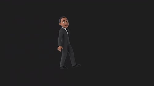 Fun 3D cartoon business man talking (with alpha channel)
